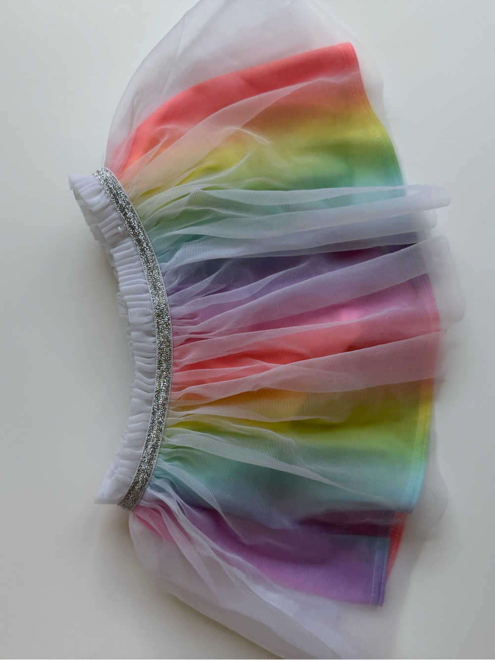 24M Rainbow Tulle Tutu Skirt with Silver Elastic Waistband